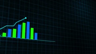 Yüksek teknolojili şebeke arka planında teknolojik tarzda yapılan dijital gelir büyüme grafiğinin büyüyen grafiği. Sunum, reklam ve karlılık ve istatistik kavramı