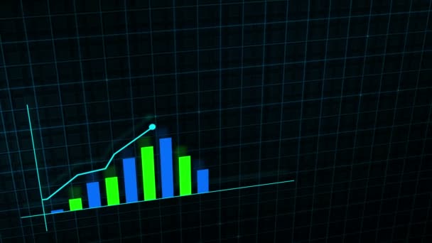 Növekvő Vonal Grafikon Digitális Jövedelem Növekedési Diagram Készült Technológiai Stílusban — Stock videók