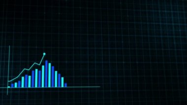Yüksek teknolojili şebeke arka planında teknolojik tarzda yapılan dijital gelir büyüme grafiğinin büyüyen grafiği. Sunum, reklam ve karlılık ve istatistik kavramı