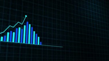 Yüksek teknolojili şebeke arka planında teknolojik tarzda yapılan dijital gelir büyüme grafiğinin büyüyen grafiği. Sunum, reklam ve karlılık ve istatistik kavramı