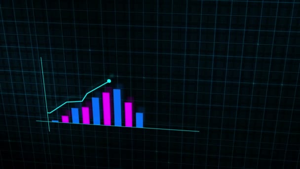 Rosnący Wykres Linii Cyfrowego Wykresu Wzrostu Dochodów Wykonany Stylu Technologicznym — Wideo stockowe