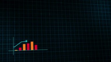 Yüksek teknolojili şebeke arka planında teknolojik tarzda yapılan dijital gelir büyüme grafiğinin büyüyen grafiği. Sunum, reklam ve karlılık ve istatistik kavramı