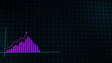Yüksek teknolojili şebeke arka planında teknolojik tarzda yapılan dijital gelir büyüme grafiğinin büyüyen grafiği. Sunum, reklam ve karlılık ve istatistik kavramı