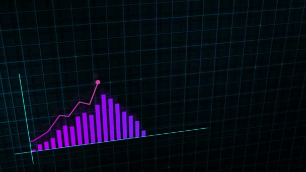 Gráfico Línea Crecimiento Gráfico Crecimiento Ingresos Digitales Realizado Estilo Tecnológico — Vídeos de Stock