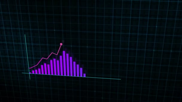 Графік Зростання Лінії Цифрового Зростання Доходів Зроблений Технологічному Стилі Високотехнологічному — стокове відео