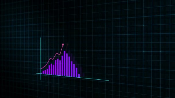 Rostoucí Čárový Graf Grafu Růstu Digitálních Příjmů Vytvořený Technologickém Stylu — Stock video
