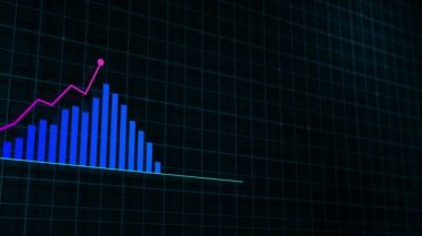 Yüksek teknolojili şebeke arka planında teknolojik tarzda yapılan dijital gelir büyüme grafiğinin büyüyen grafiği. Sunum, reklam ve karlılık ve istatistik kavramı