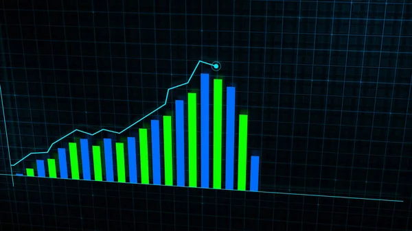 Rendering Growing Line Graph Digital Income Growth Chart Done Tech — Stock Photo, Image