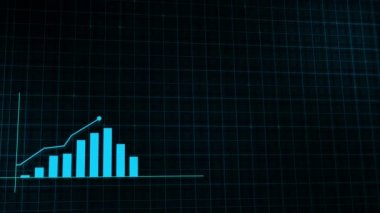 Yüksek teknolojili şebeke arka planında teknolojik tarzda yapılan dijital gelir büyüme grafiğinin büyüyen grafiği. Sunum, reklam ve karlılık ve istatistik kavramı