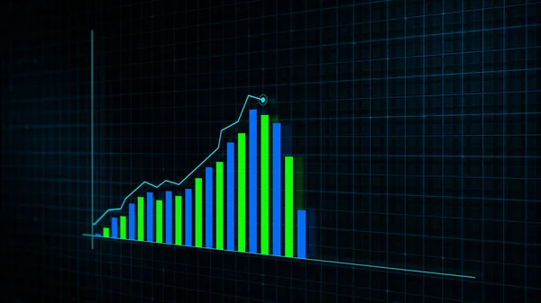 Renderização Gráfico Linha Crescente Gráfico Crescimento Renda Digital Feito Estilo — Fotografia de Stock