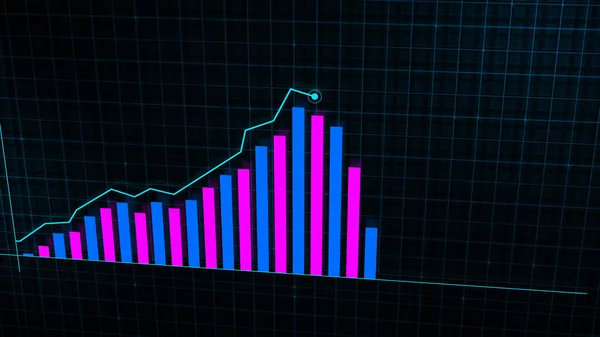 Renderização Gráfico Linha Crescente Gráfico Crescimento Renda Digital Feito Estilo — Fotografia de Stock