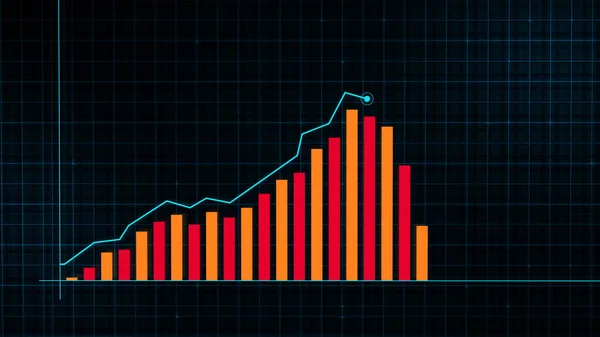 Rendering Growing Line Graph Digital Income Growth Chart Done Tech — Stock Photo, Image