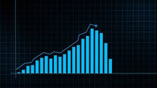 Renderowanie Rosnącej Linii Wykresu Cyfrowego Wzrostu Dochodów Wykonane Stylu Technologicznym — Zdjęcie stockowe