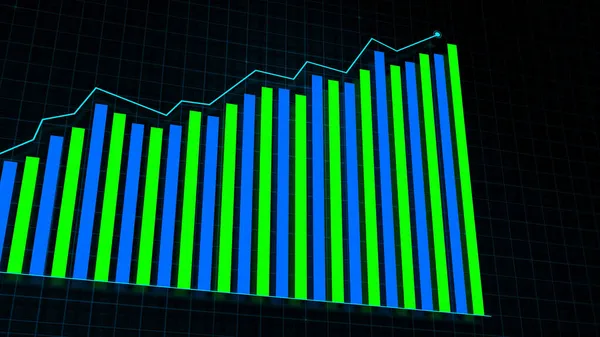 Rendering Growing Line Graph Digital Income Growth Chart Done Tech — Stock Photo, Image