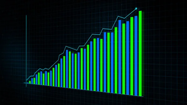 Rendering Growing Line Graph Digital Income Growth Chart Done Tech — Stock Photo, Image