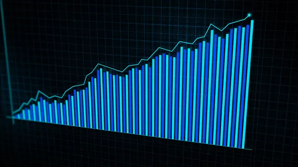 Återgivning Växande Linje Diagram Digital Inkomsttillväxt Diagram Gjort Tech Stil — Stockfoto