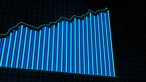 Renderização Gráfico Linha Crescente Gráfico Crescimento Renda Digital Feito Estilo — Fotografia de Stock