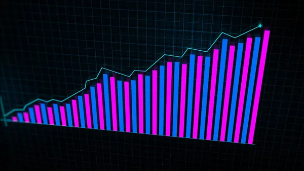 Renderização Gráfico Linha Crescente Gráfico Crescimento Renda Digital Feito Estilo — Fotografia de Stock