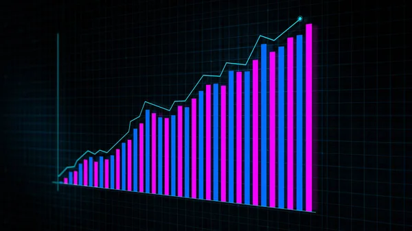 Renderização Gráfico Linha Crescente Gráfico Crescimento Renda Digital Feito Estilo — Fotografia de Stock