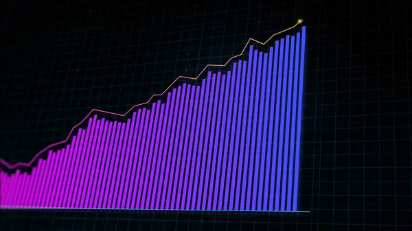 Renderowanie Rosnącej Linii Wykresu Cyfrowego Wzrostu Dochodów Wykonane Stylu Technologicznym — Zdjęcie stockowe