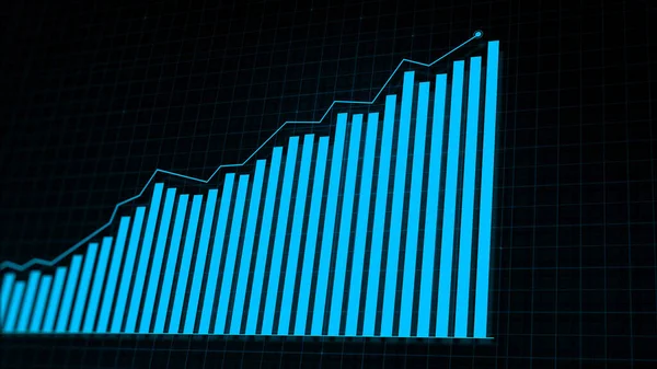 Renderowanie Rosnącej Linii Wykresu Cyfrowego Wzrostu Dochodów Wykonane Stylu Technologicznym — Zdjęcie stockowe