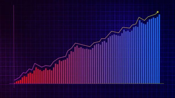 Renderowanie Rosnącej Linii Wykresu Cyfrowego Wzrostu Dochodów Wykonane Stylu Technologicznym — Zdjęcie stockowe