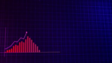 Yüksek teknolojili şebeke arka planında teknolojik tarzda yapılan dijital gelir büyüme grafiğinin büyüyen grafiği. Sunum, reklam ve karlılık ve istatistik kavramı