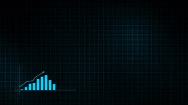 Yüksek teknolojili şebeke arka planında teknolojik tarzda yapılan dijital gelir büyüme grafiğinin büyüyen grafiği. Sunum, reklam ve karlılık ve istatistik kavramı