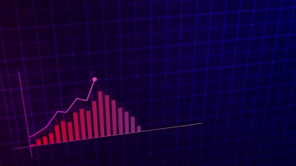 Gráfico Línea Crecimiento Gráfico Crecimiento Ingresos Digitales Realizado Estilo Tecnológico — Vídeos de Stock