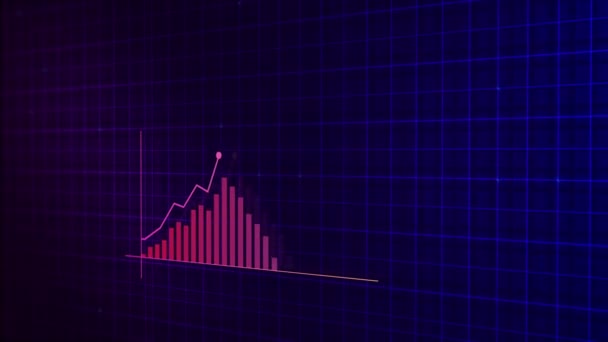 ハイテクグリッドの背景にある技術的なスタイルで作られたデジタル所得成長率チャートの成長ライングラフ プレゼンテーション 収益性と統計を示すための概念 — ストック動画