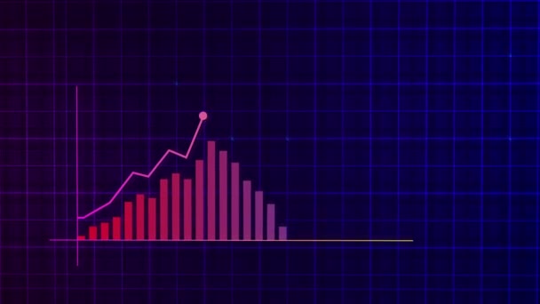 Gráfico Linha Crescente Gráfico Crescimento Renda Digital Feito Estilo Tecnológico — Vídeo de Stock