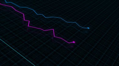 Teknoloji tarzı dijital gelir çizgisi grafiğinin yüksek teknolojili bir şebekeyle karşılaştırılması. Sunum, reklam ve karlılık ve istatistik kavramı