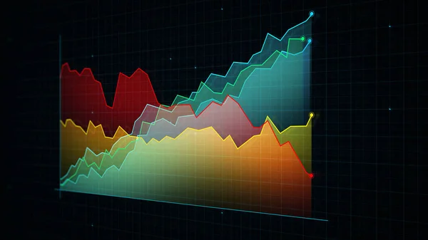 Rendering Tech Style Digital Income Line Graph High Tech Grid — Stock Photo, Image