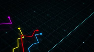 Teknoloji tarzında yüksek teknolojili dijital gelirin doğrusal çizelgesi. Sunum, reklam ve karlılık ve istatistik kavramı