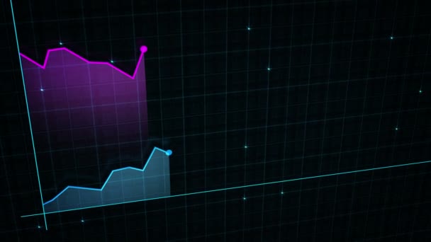 ハイテクグリッドの背景を持つ技術スタイルで作られたデジタル収入の線形チャート プレゼンテーション 収益性と統計を示すための概念 — ストック動画