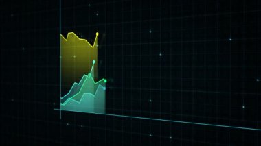 Teknoloji tarzında yüksek teknolojili dijital gelirin doğrusal çizelgesi. Sunum, reklam ve karlılık ve istatistik kavramı