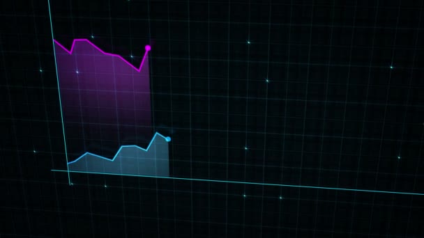 Gráfico Lineal Ingresos Digitales Realizados Estilo Tecnológico Con Fondo Rejilla — Vídeo de stock