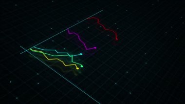 Teknoloji tarzında yüksek teknolojili dijital gelirin doğrusal çizelgesi. Sunum, reklam ve karlılık ve istatistik kavramı
