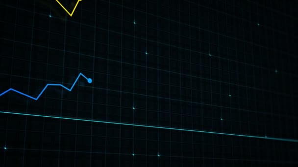 Gráfico Lineal Ingresos Digitales Realizados Estilo Tecnológico Con Fondo Rejilla — Vídeo de stock