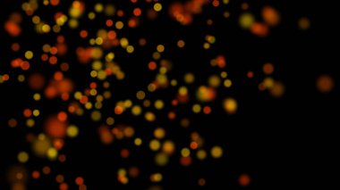 Uzayda, siyah bir zemin üzerine dağılmış, üç boyutlu şık, parlak, renkli parçacıkların yorumlanması. Uzayda sihirli polen. Harika bir bitki örtüsü. Herhangi bir tasarım için mükemmel arkaplan ve öge