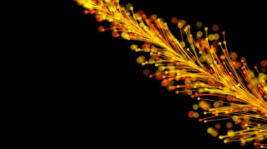 Tarz sahibi parlak bir dalın, siyah arkaplandaki parçacıklara karşı zarif bir şekilde büyümesi. Büyülü muhteşem bitki örtüsü. Herhangi bir tasarım için mükemmel arkaplan ve öge