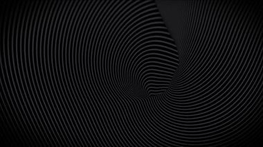 Üç boyutlu sarmal gri girdap çizgileri bükülmüş bir yüzeyde. Minimalist tasarım. Sunumlar, tatiller, çekim için dekoratif arka planlar. Kapak tasarımı şablonu, iş broşürü düzeni, duvar kağıdı