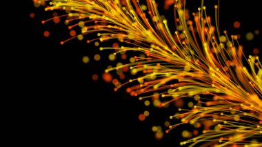 Tarz sahibi parlak bir dalın, siyah arkaplandaki parçacıklara karşı zarif bir şekilde büyümesi. Büyülü muhteşem bitki örtüsü. Herhangi bir tasarım için mükemmel arkaplan ve öge