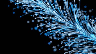 Siyah zemin üzerinde zarif parçacıklar olan üç boyutlu şık bir Noel aydınlığı sunumu. Büyülü muhteşem bitki örtüsü. Herhangi bir tasarım için mükemmel arkaplan ve öge