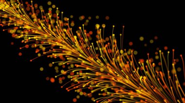 Tarz sahibi parlak bir dalın, siyah arkaplandaki parçacıklara karşı zarif bir şekilde büyümesi. Büyülü muhteşem bitki örtüsü. Herhangi bir tasarım için mükemmel arkaplan ve öge