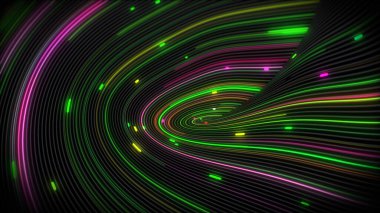 3D görüntüleme spiral parlak girdap çizgilerle dolu bir yüzey üzerinde ışık akışı. Sunumlar, tatiller, çekimler için renkli dekoratif arka planlar. Kapak tasarımı şablonu, iş broşürü düzeni, duvar kağıdı