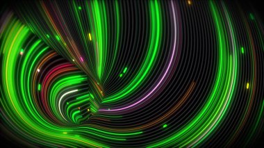 3D görüntüleme spiral parlak girdap çizgilerle dolu bir yüzey üzerinde ışık akışı. Sunumlar, tatiller, çekimler için renkli dekoratif arka planlar. Kapak tasarımı şablonu, iş broşürü düzeni, duvar kağıdı