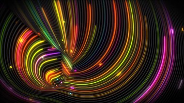 3D görüntüleme spiral parlak girdap çizgilerle dolu bir yüzey üzerinde ışık akışı. Sunumlar, tatiller, çekimler için renkli dekoratif arka planlar. Kapak tasarımı şablonu, iş broşürü düzeni, duvar kağıdı
