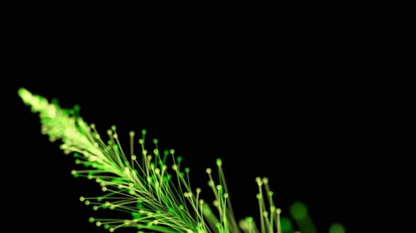 Rendering Stylish Bright Branch Growing Elegantly Black Background Magical Fabulous — Stock Photo, Image