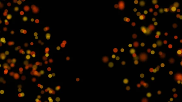 三维渲染时尚的明亮的彩色粒子在空间 这些粒子分散在一个黑色的背景 太空中的神奇花粉神奇的植被 任何设计的完美背景和要素 — 图库照片